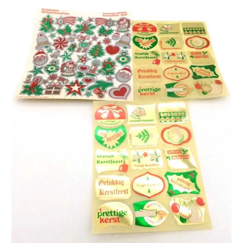 Lot of Vintage German Christmas Stickers 1983 Kerststickers Noel Gold Shiny